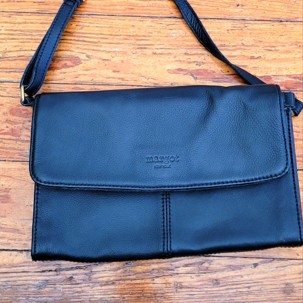 Margot Black Leather Crossbody